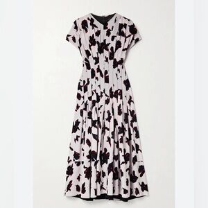 Proenza Schouler White Maxi Dress with Black and Pink Floral Motif